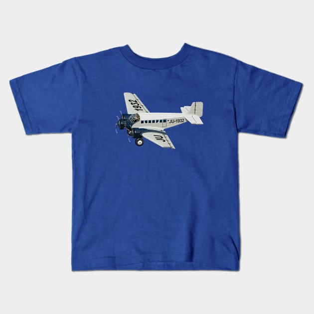 Cartoon plane Kids T-Shirt by Mechanik